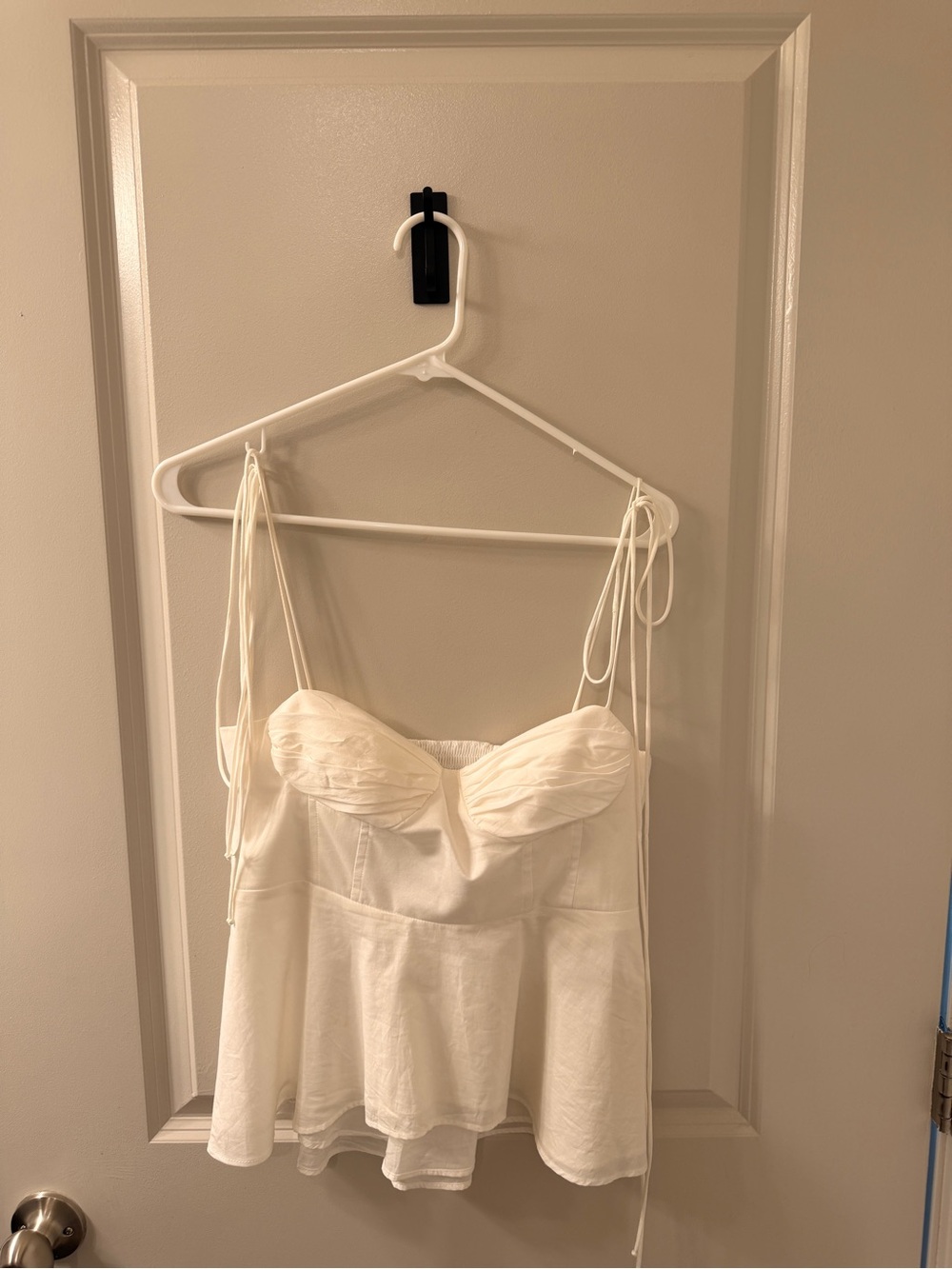 Zara White Tie-Shoulder Bustier Tank Top
